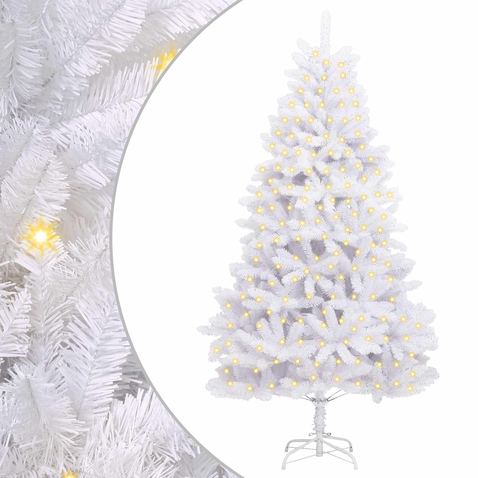 vidaXL Mű karácsonyfa 300 LED PVC és Acél Fehér