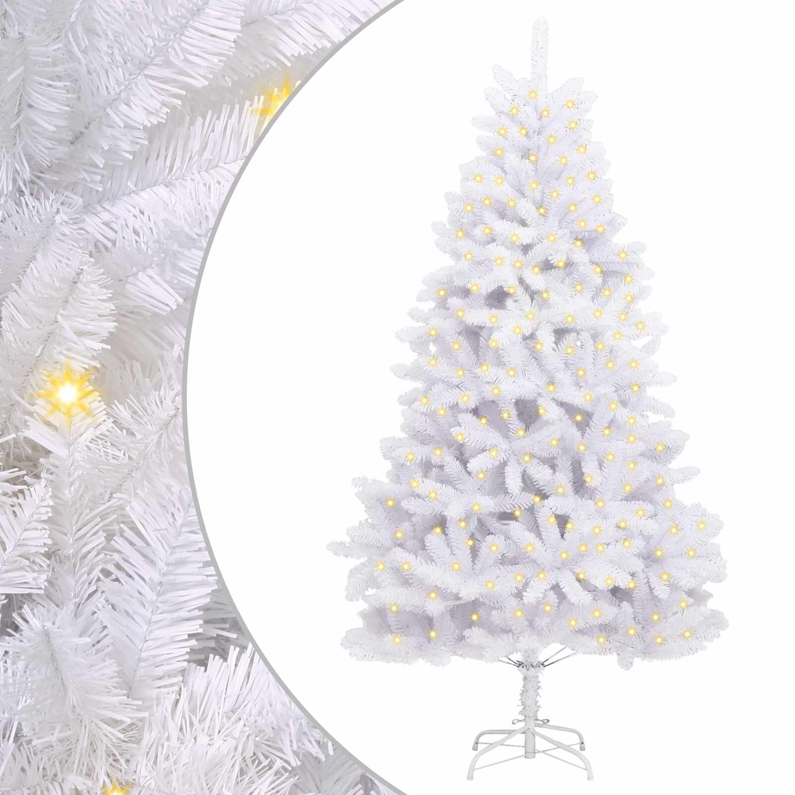 vidaXL Mű karácsonyfa 300 LED PVC és Acél Fehér