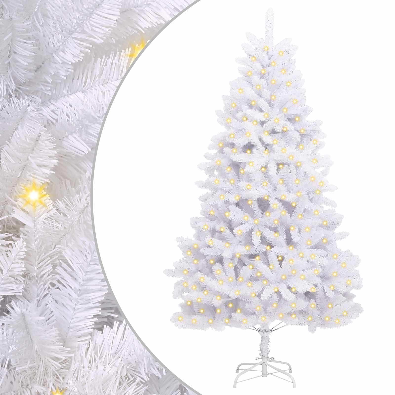 vidaXL Mű karácsonyfa 300 LED PVC és Acél Fehér