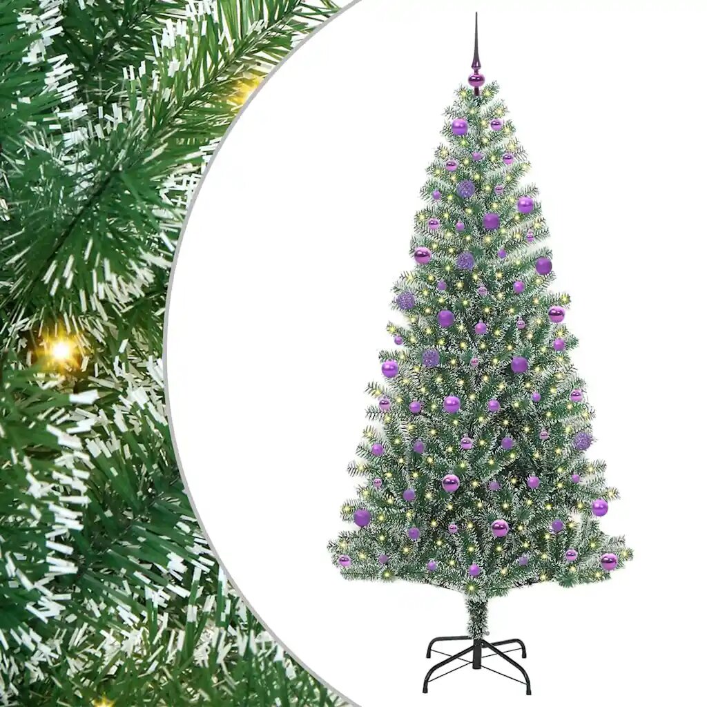 vidaXL Mű karácsonyi fa hóval borítva LED fényekkel 300 LED-del 210 cm