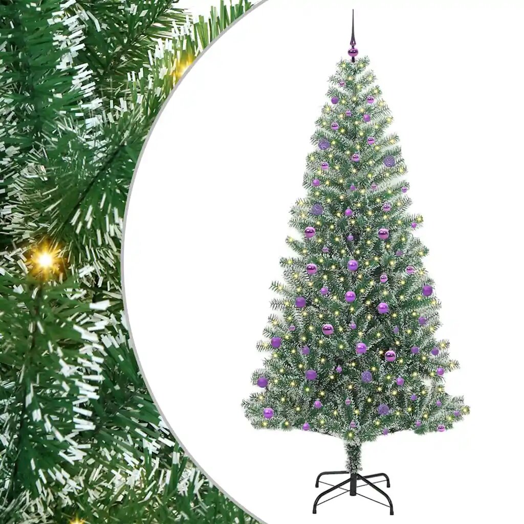vidaXL Mű karácsonyi fa hóval borítva LED fényekkel 300 LED-del 240 cm
