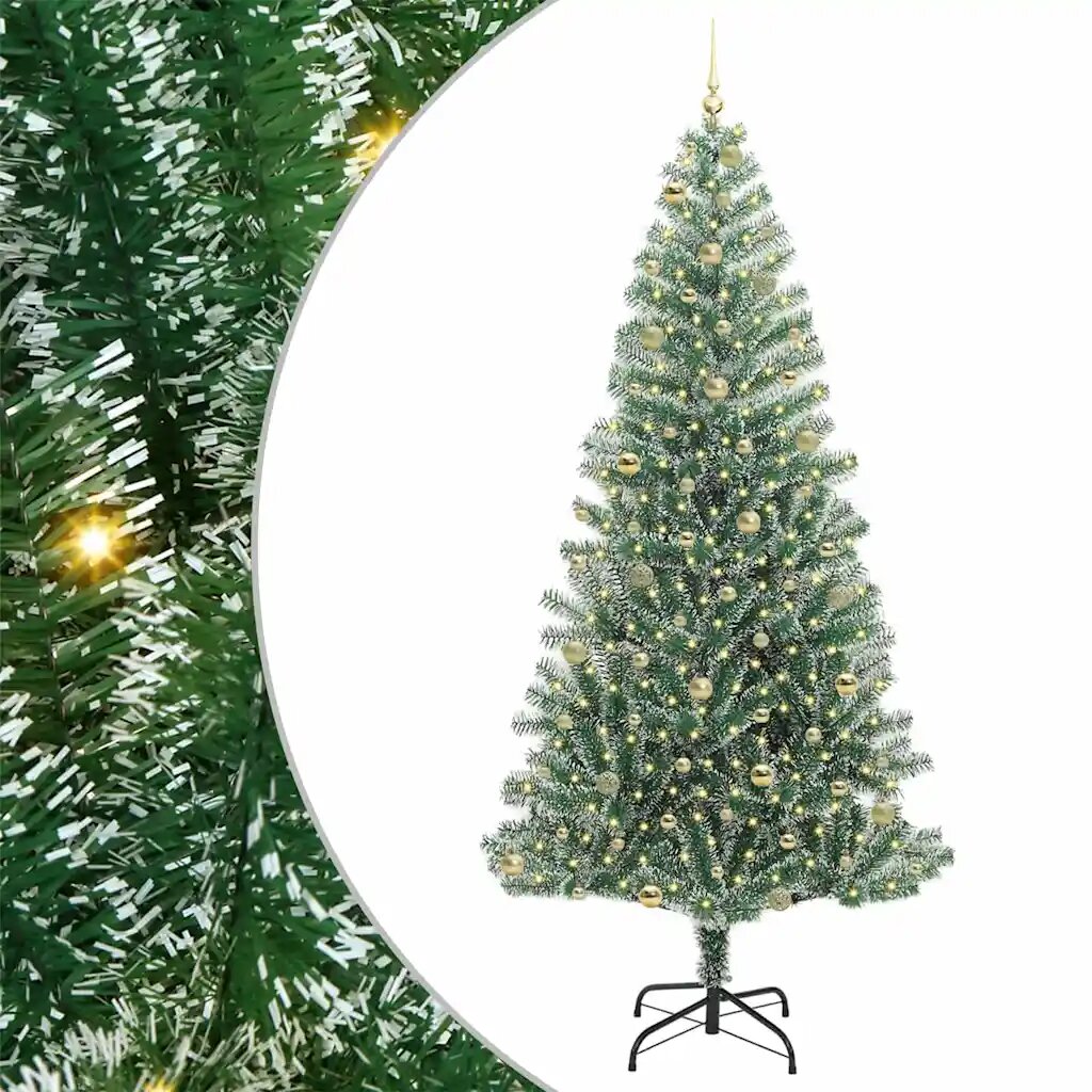 vidaXL Mű karácsonyi fa hóval borítva LED fényekkel 300 LED-del 240 cm