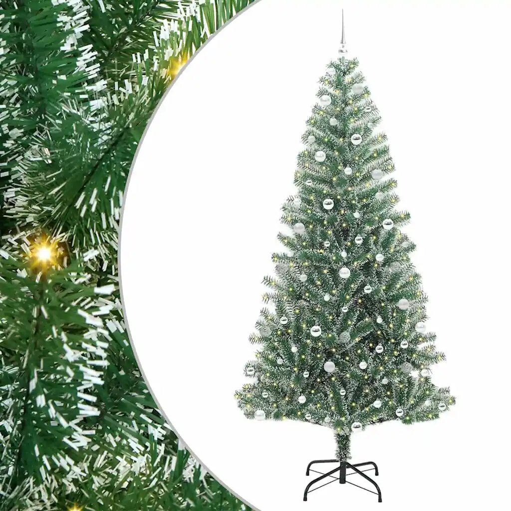 vidaXL Mű karácsonyi fa hóval borítva LED fényekkel 300 LED-del 240 cm