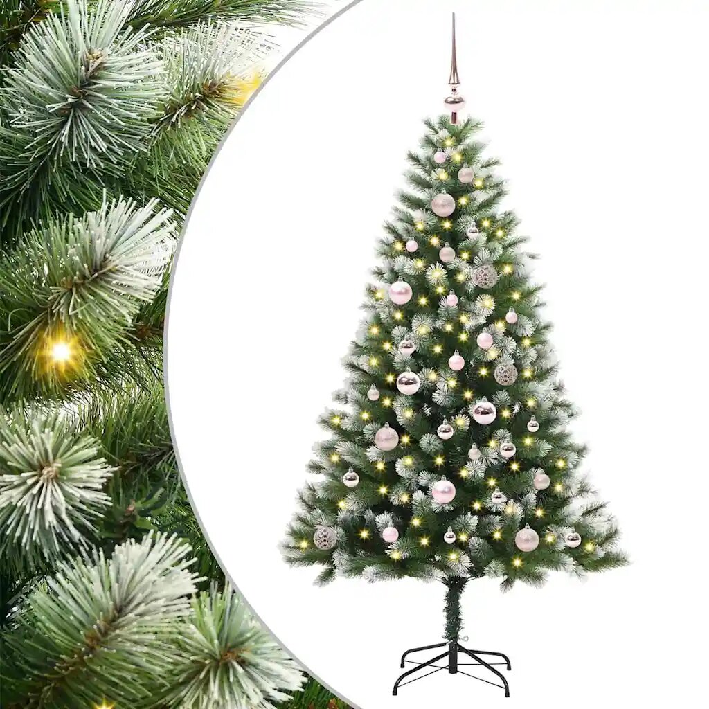 vidaXL Műanyag Hajtogatós Karácsonyfa Havas Designnal 150 cm 150 LED