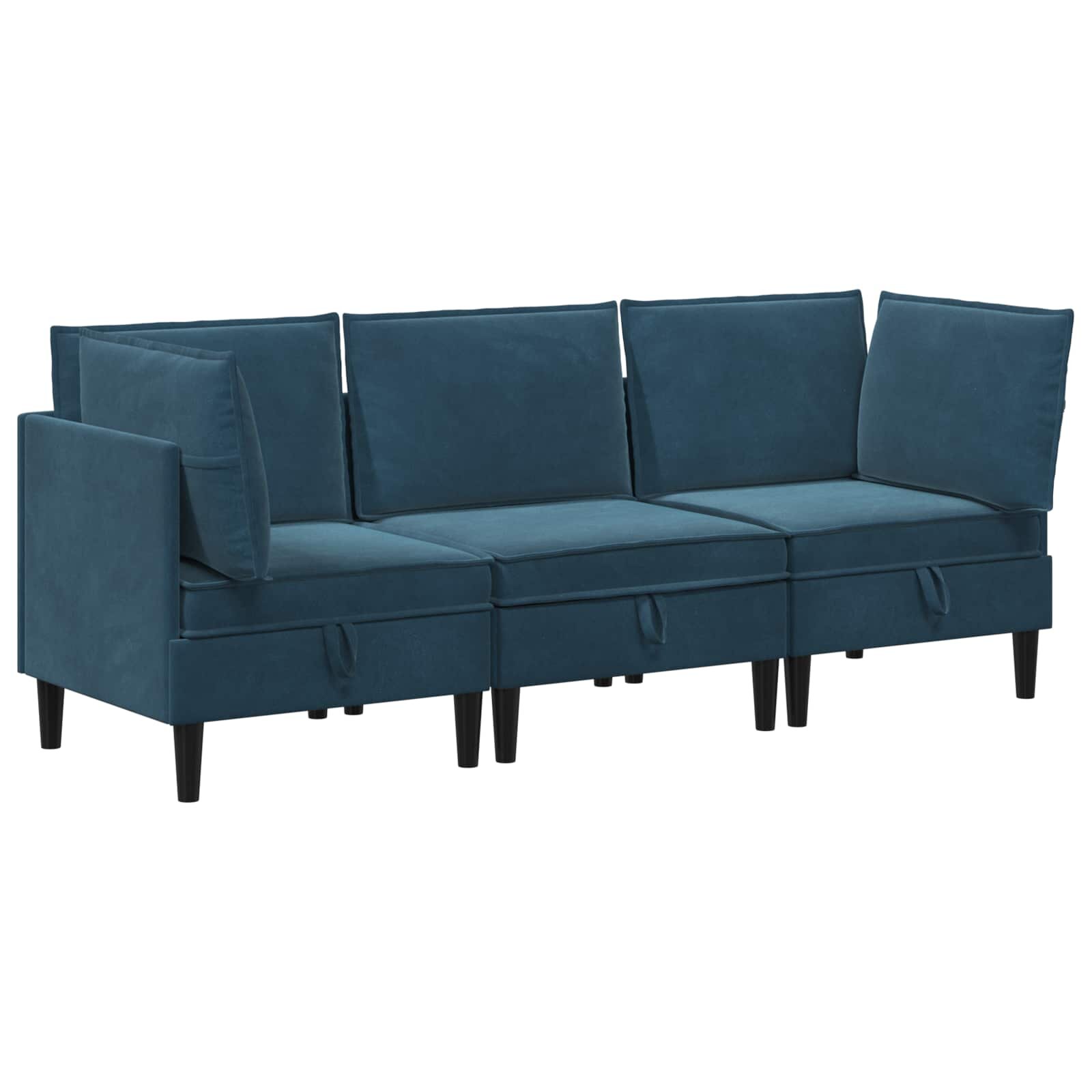 vidaXL Nappali bútor szett 3 db 210 x 70 x 82 cm Kék Bársony