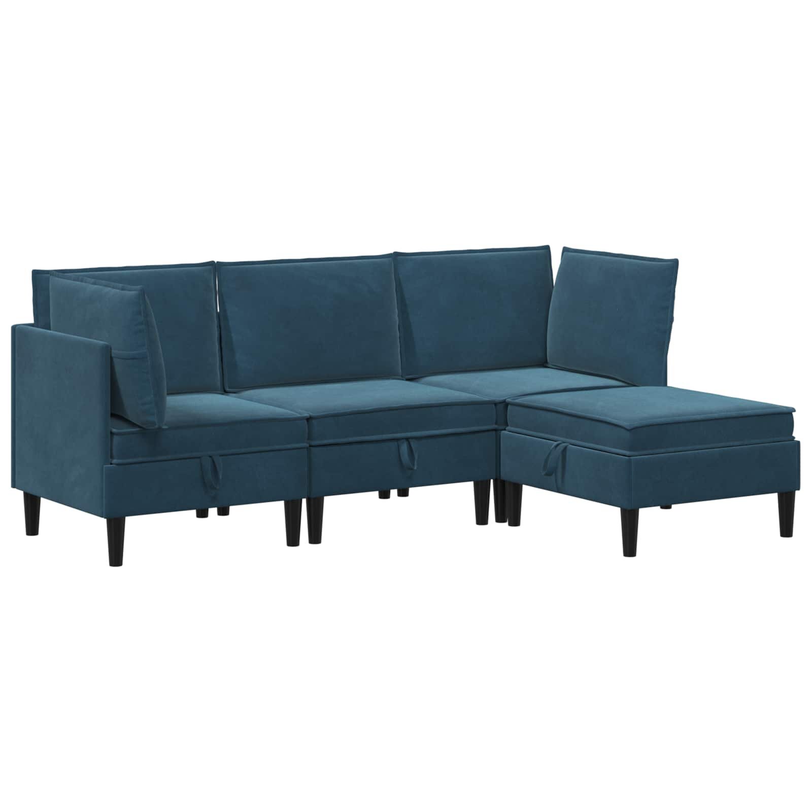 vidaXL Nappali bútor szett 4 db 210 x 140 x 82 cm Kék Bársony