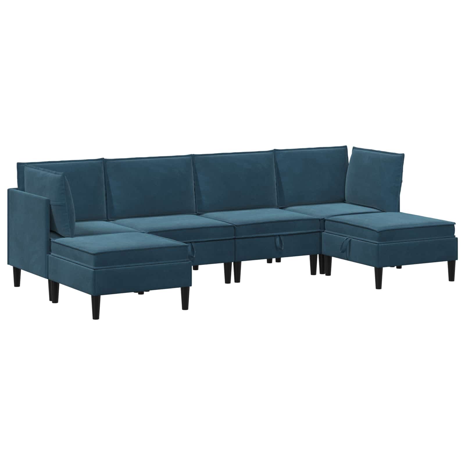 vidaXL Nappali bútor szett 6 db 280 x 140 x 82 cm Kék Bársony