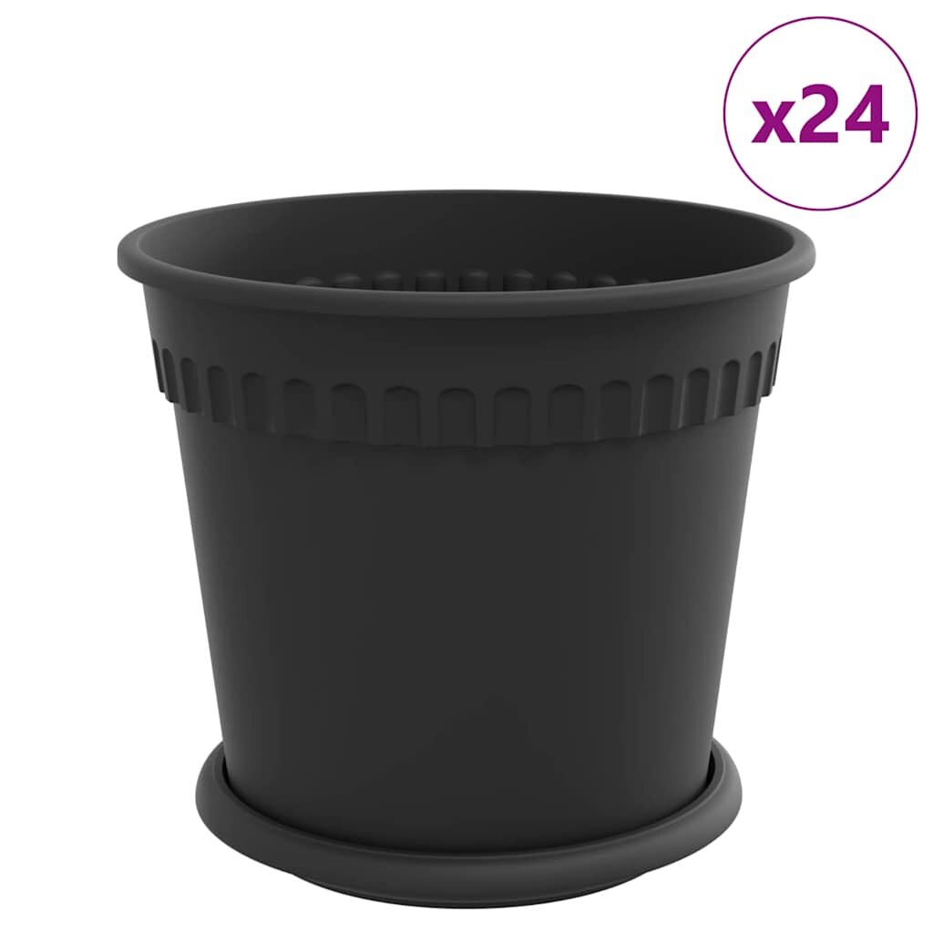 vidaXL Növénycserép 24 db Fekete Műanyag