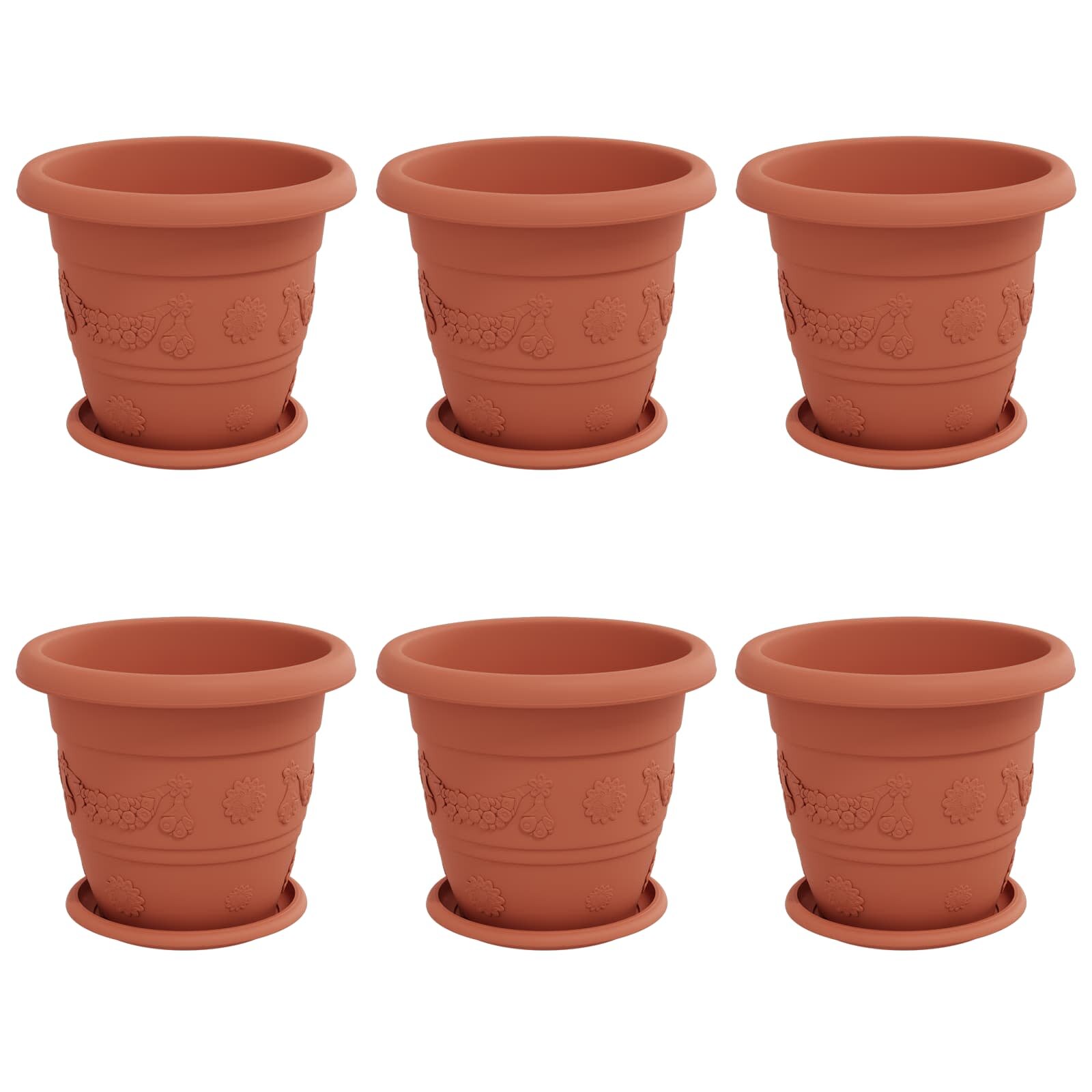 vidaXL Növénycserép 6 db Tégla Vörös Ø 26 x 21.5 cm Műanyag