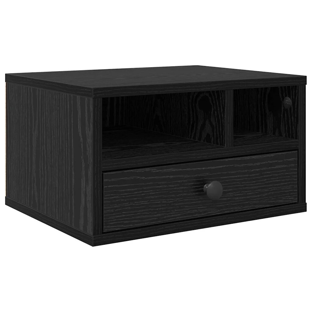 vidaXL Nyomtatóállvány Fekete tölgy 40 x 32 x 24 cm Szerelt Fa
