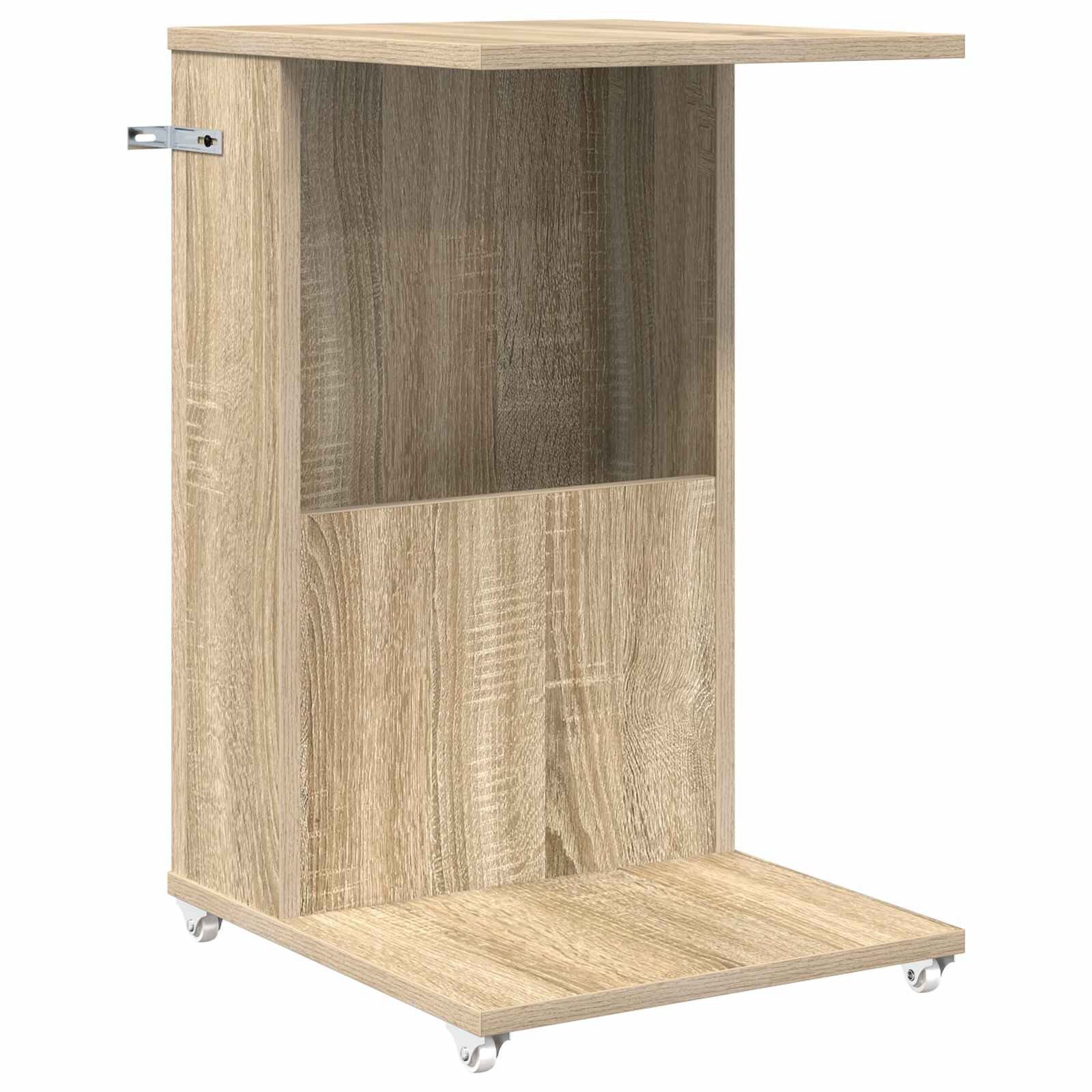 vidaXL Oldal asztal kerékkel Sonoma tölgy 40 x 35 x 60 cm Szerelt Fa