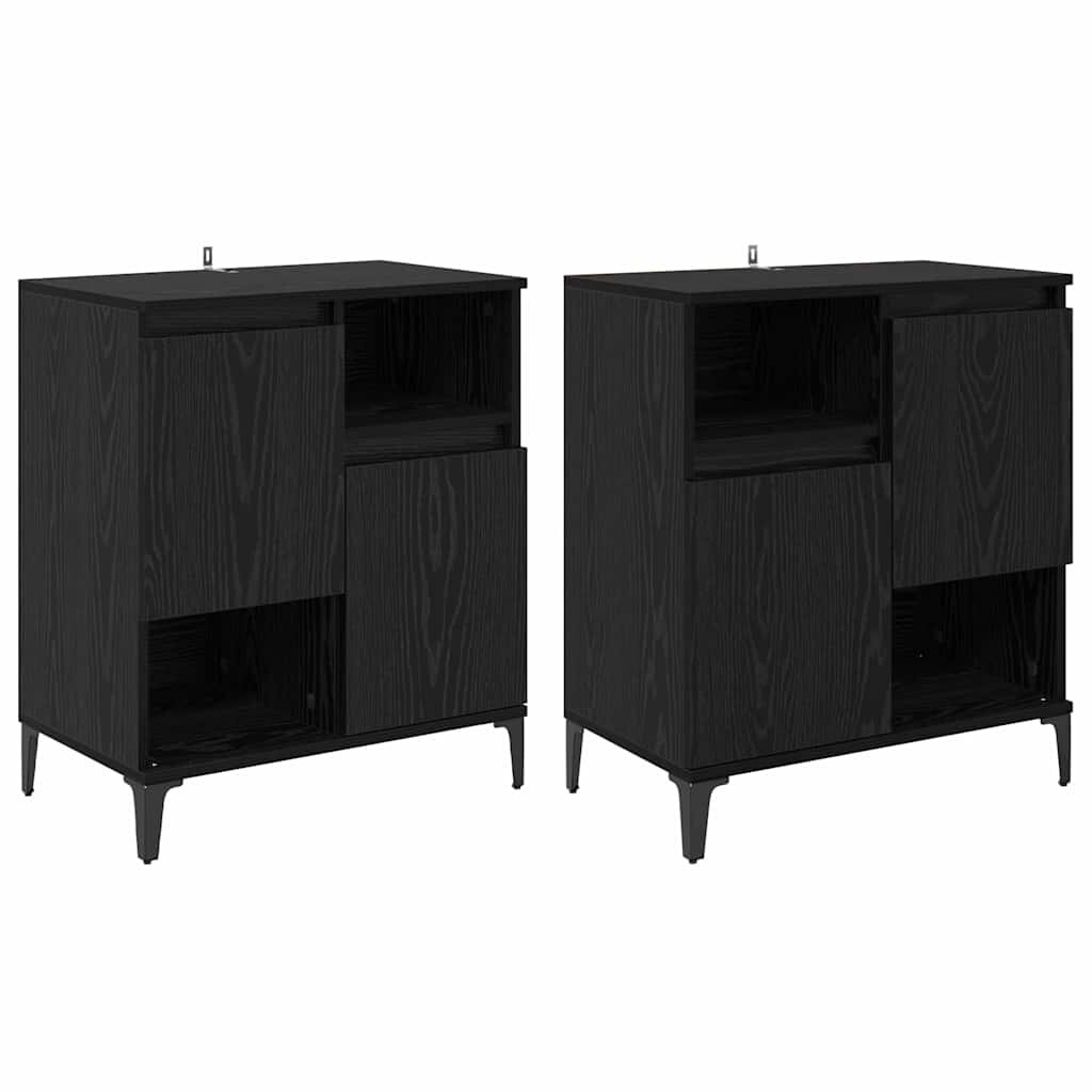 vidaXL Oldalszekrények 2 db Fekete tölgy 60 x 35 x 70 cm Szerelt Fa