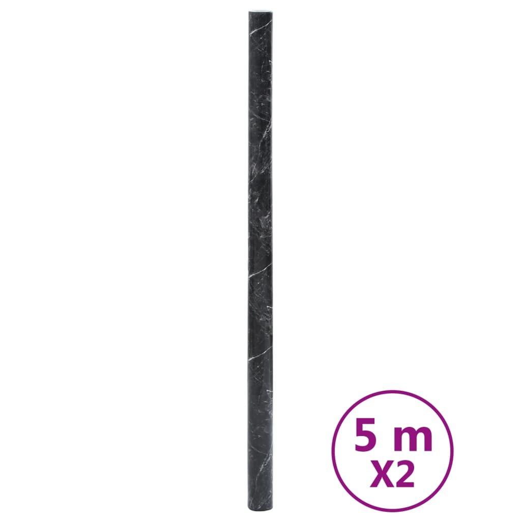 vidaXL öntapadós márványfekete PVC bútormatricák 90 x 500 cm