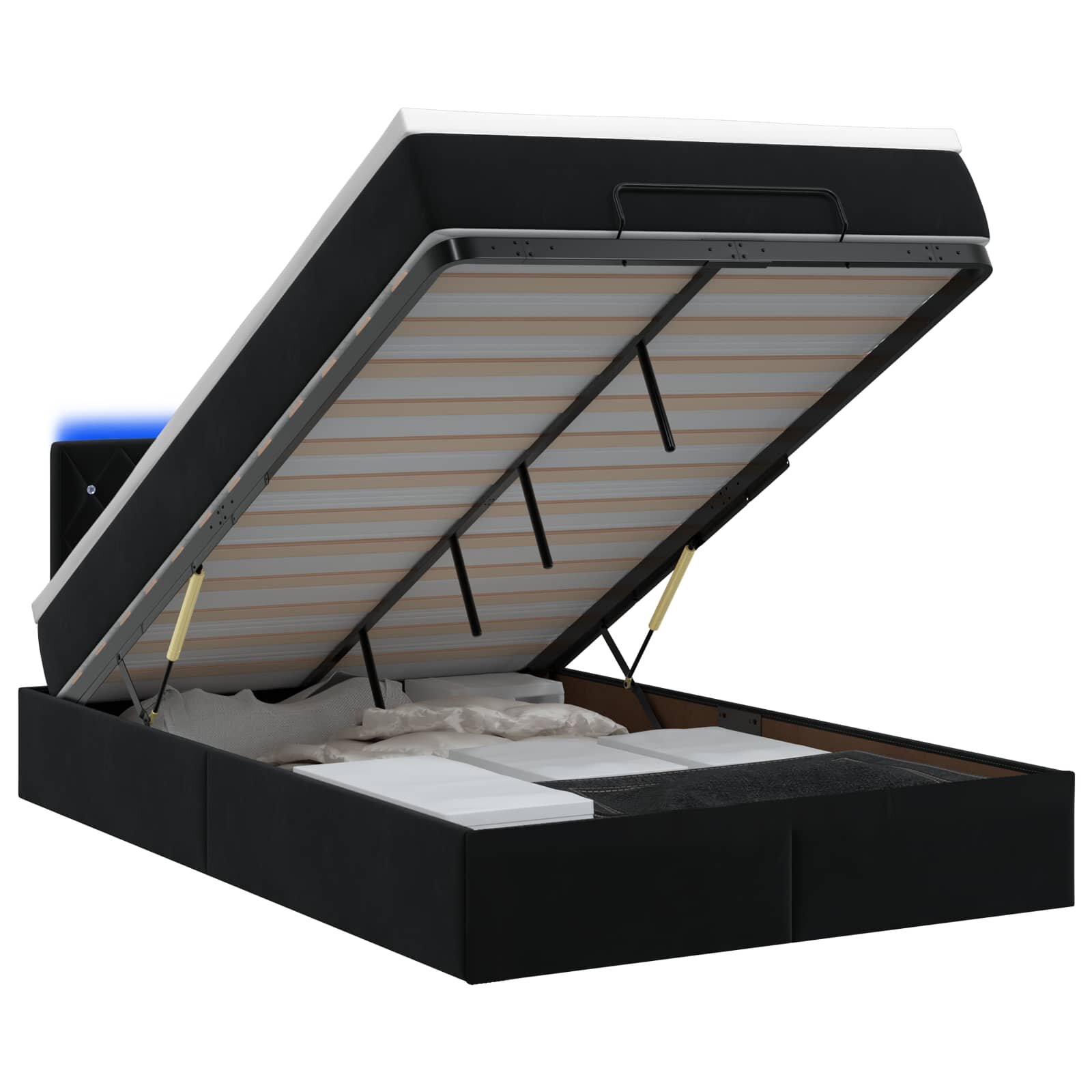 vidaXL Óriási Ágy Matrac és LED világítással Fekete 120 x 190 cm
