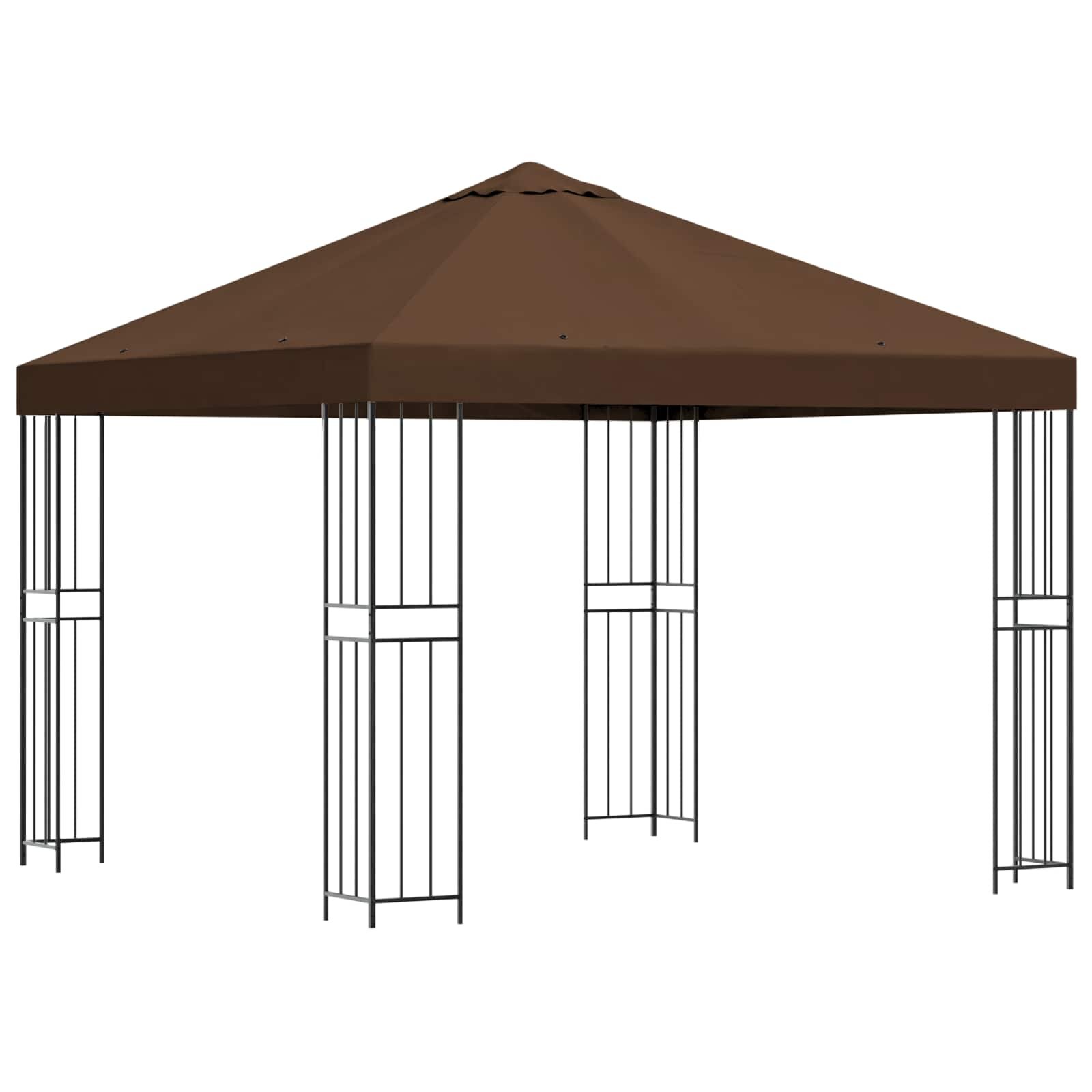 vidaXL Pavilon 3 x 3 m Barna Poliészter és acél 190 gsm