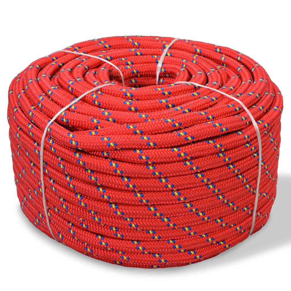 vidaXL piros polipropilén hajókötél 12 mm 50 m