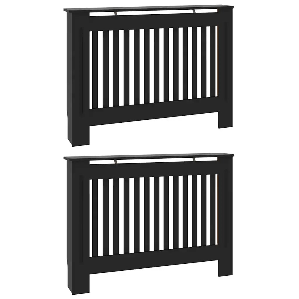 vidaXL Radiátor fedezék 2 db Fekete 112 x 19 x 815 cm Szerelt Fa