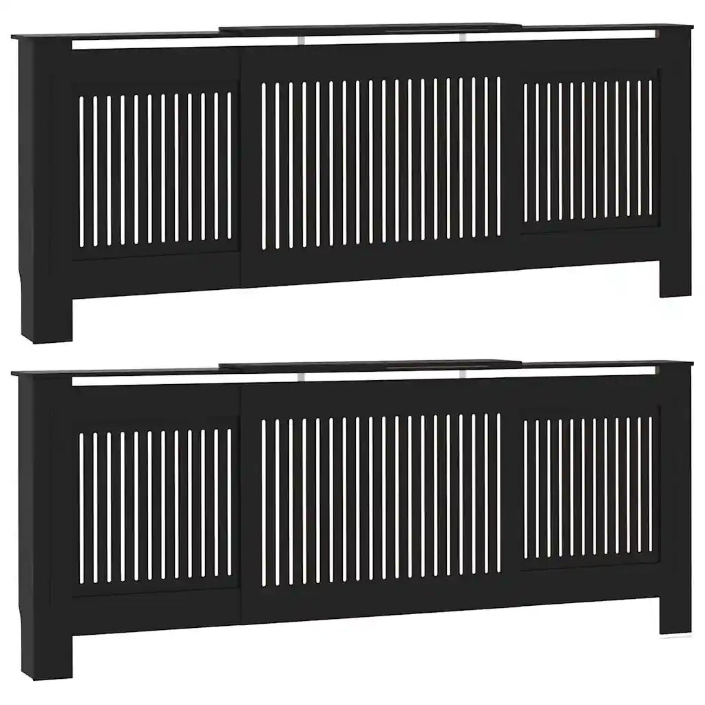 vidaXL Radiátor fedezék 2 db Fekete 205 x 205 x 815cm Szerelt Fa