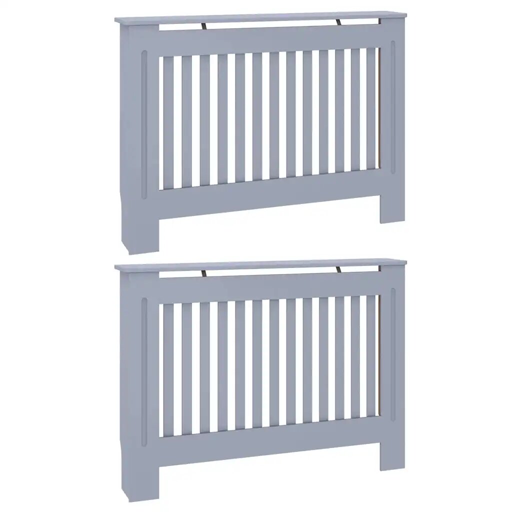 vidaXL Radiátor fedezék 2 db Szürke 112 x 19 x 815 cm Szerelt Fa