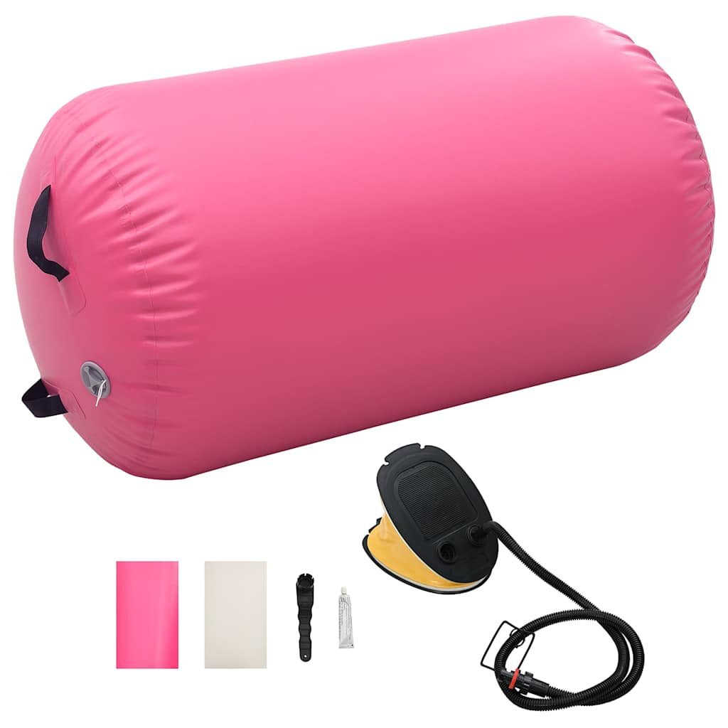 vidaXL rózsaszín PVC felfújható tornahenger pumpával 100 x 60 cm
