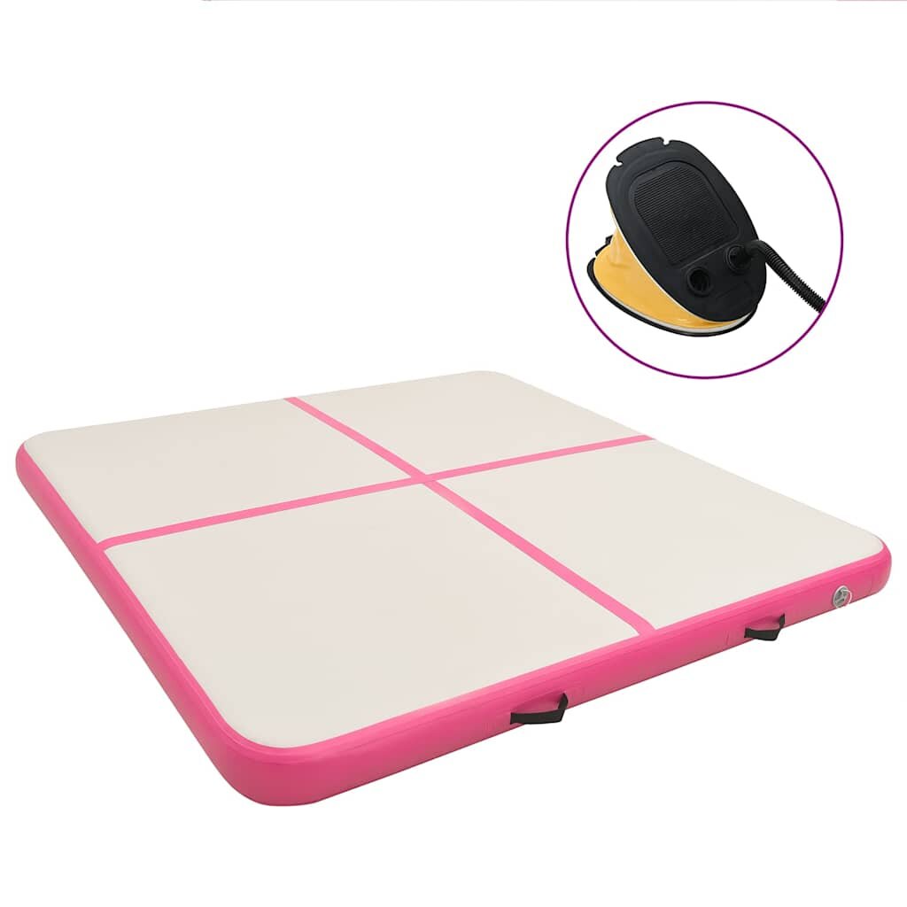 vidaXL rózsaszín PVC felfújható tornamatrac pumpával 200 x 200 x 10 cm
