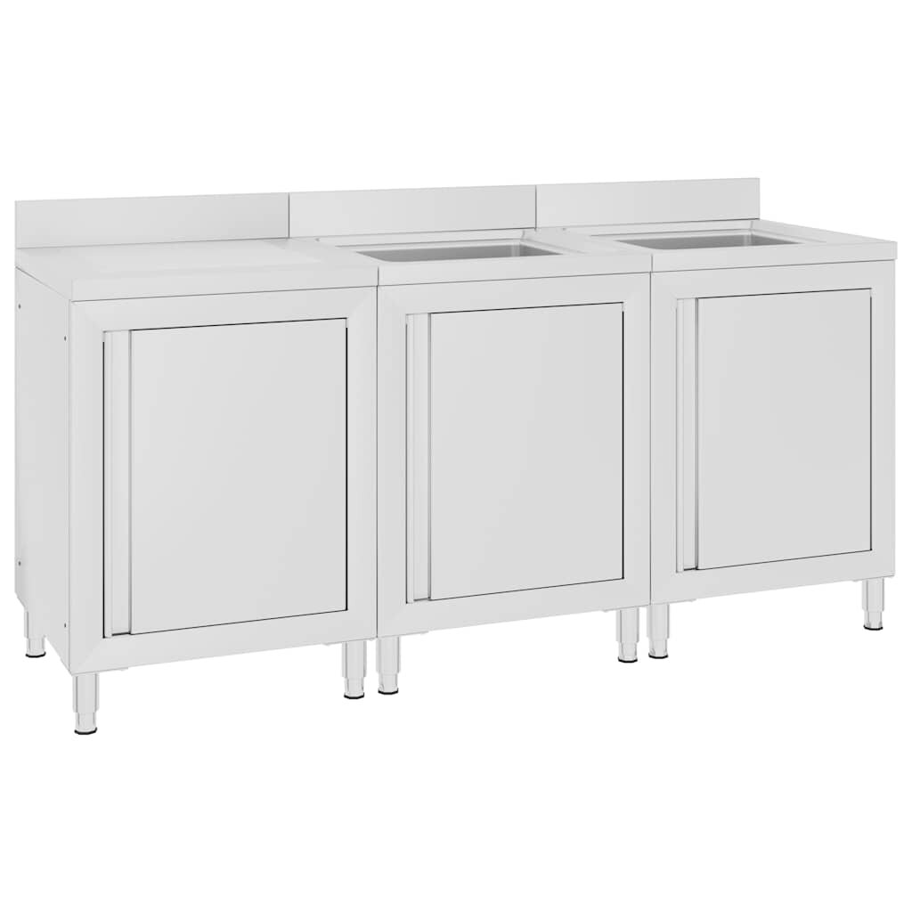 vidaXL rozsdamentes acél kereskedelmi konyhai mosogató 180 x 60 x 96 cm