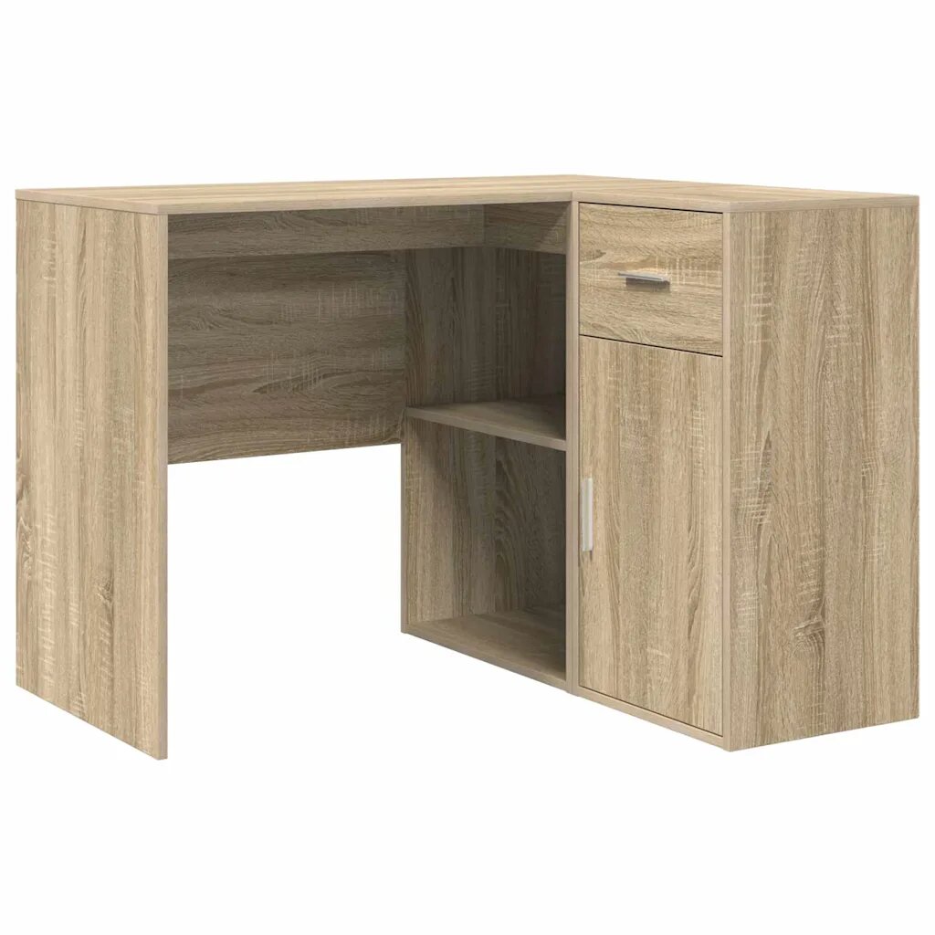 vidaXL Sarokíróasztal fiókkal polcokkal Sonoma tölgy 102 x 88 x 75 cm