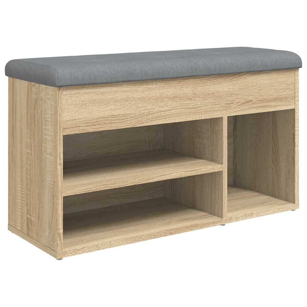 vidaXL sonoma tölgy színű szerelt fa cipőtároló pad 82 x 32 x 455 cm