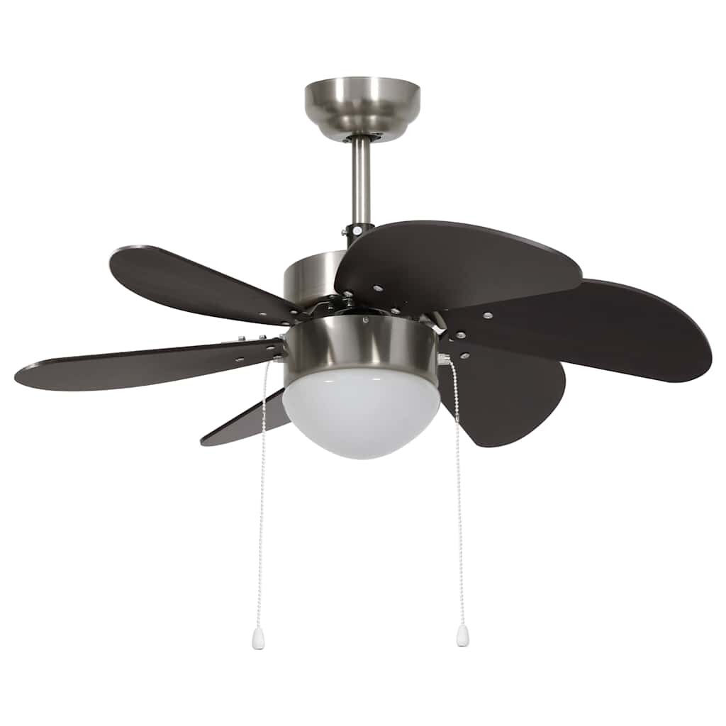 vidaXL sötétbarna mennyezeti ventilátor lámpával 76 cm