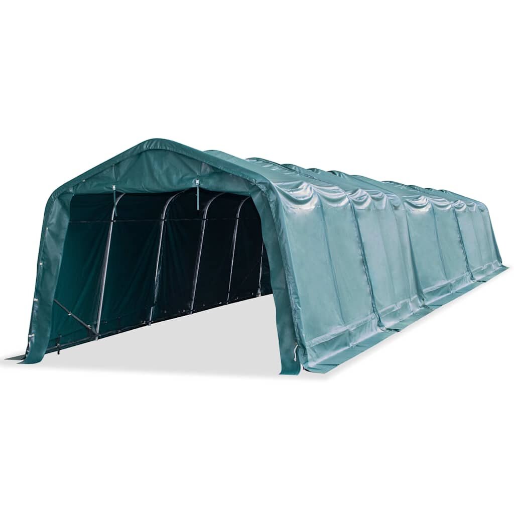 vidaXL sötétzöld elmozdítható PVC állattartó sátor 550 g/m² 33 x 16 m