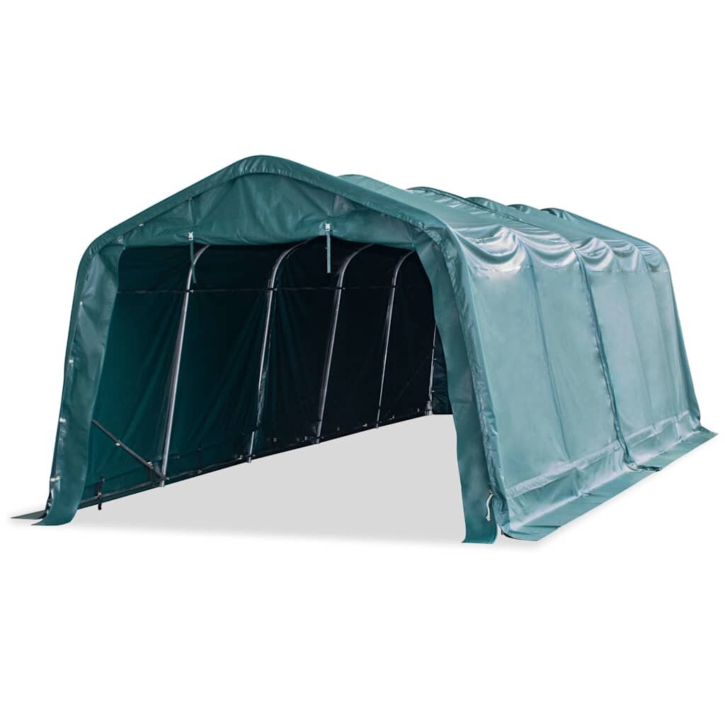 vidaXL sötétzöld elmozdítható PVC állattartó sátor 550 g/m² 33 x 8 m