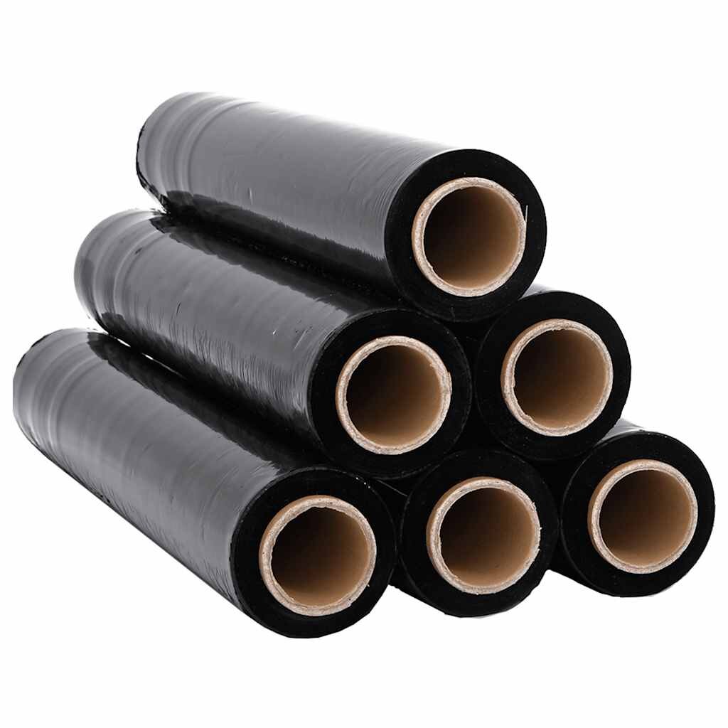 vidaXL stretch fólia 6 pcs fekete 23 μm 50 cm x 300 m
