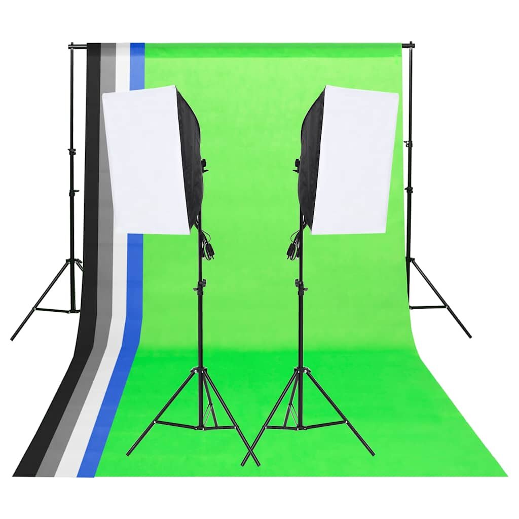 vidaXL stúdiólámpaszett hátterekkel és softboxokkal