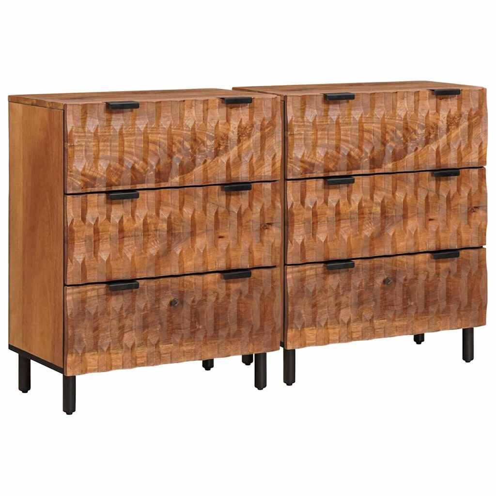 vidaXL SzĂ©f 2 db 60 x 33 x 75 cm TĂ¶mĂ¶r MangĂłfĂˇt AkĂˇcbarna felĂĽlet