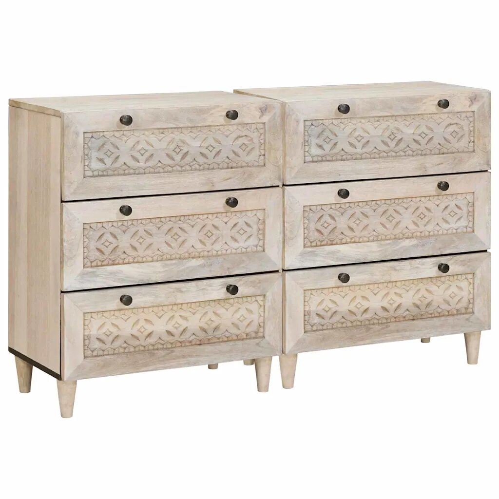 vidaXL Széf 2 db 120 x 335 x 75 cm tömör mangófa Fehér
