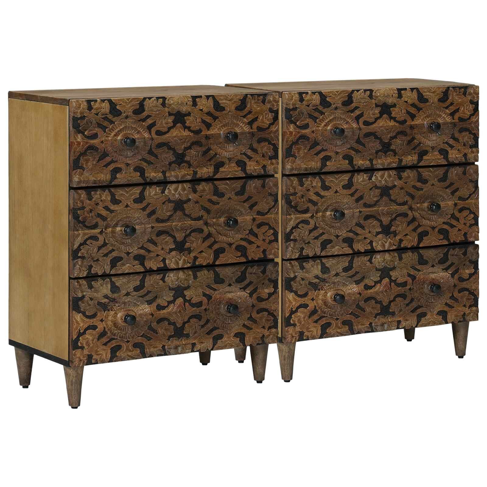 vidaXL Széf 2 db 60 x 335 x 75 cm Tömör Mangófát Barna