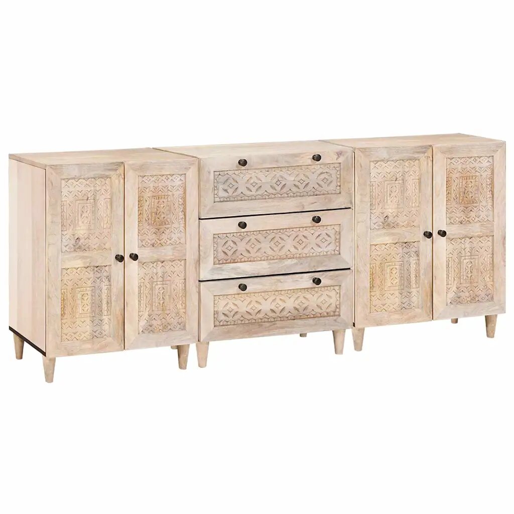 vidaXL Széf 3 db 180 x 335 x 75 cm tömör mangófa Fehér