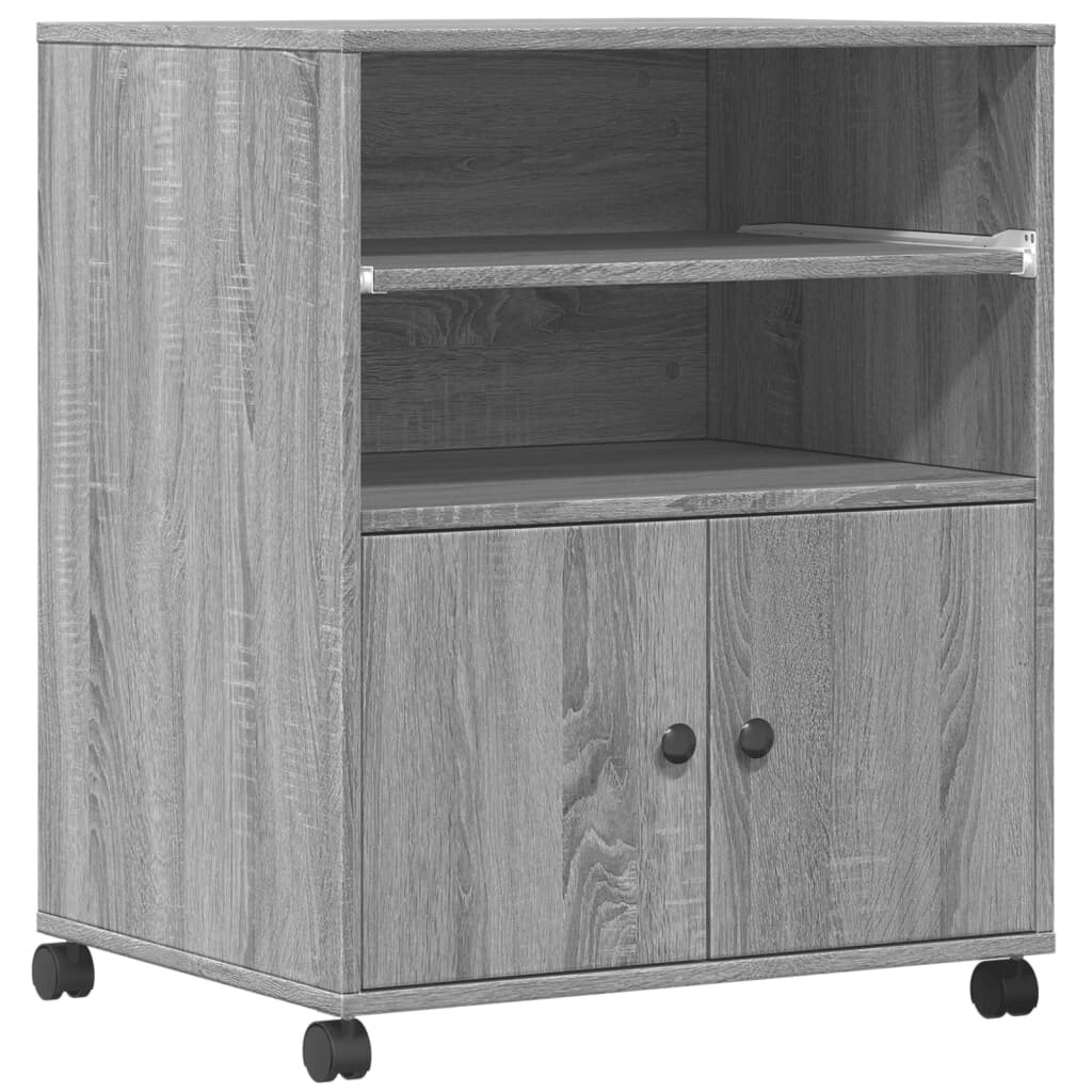 vidaXL szürke sonoma színű nyomtatóállvány kerekekkel 60x48x74 cm
