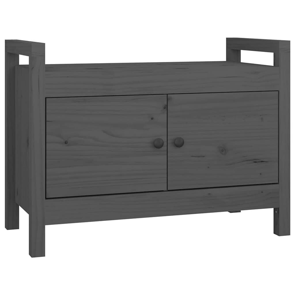 vidaXL szürke tömör fenyőfa előszoba pad 80 x 40 x 60 cm
