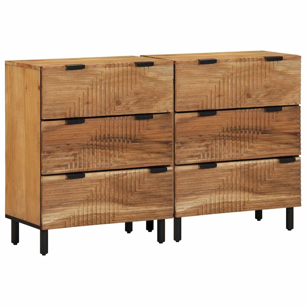 vidaXL Tálalószekrény készlet 2 db 120 x 33 x 75 cm Tömör Akácfa