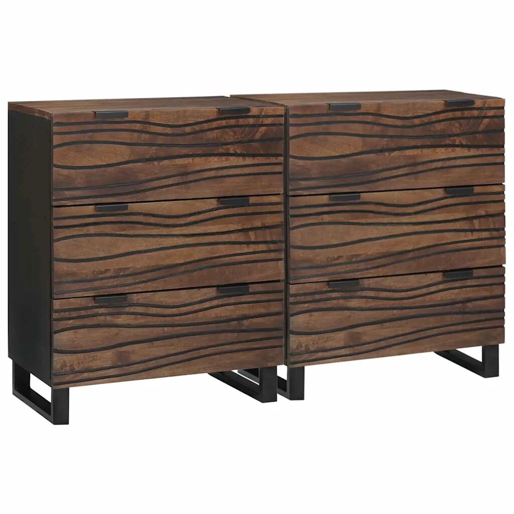 vidaXL Tálalószekrény készlet 2 db Dió 120 x 33 x 75 cm Tömör Mangófát