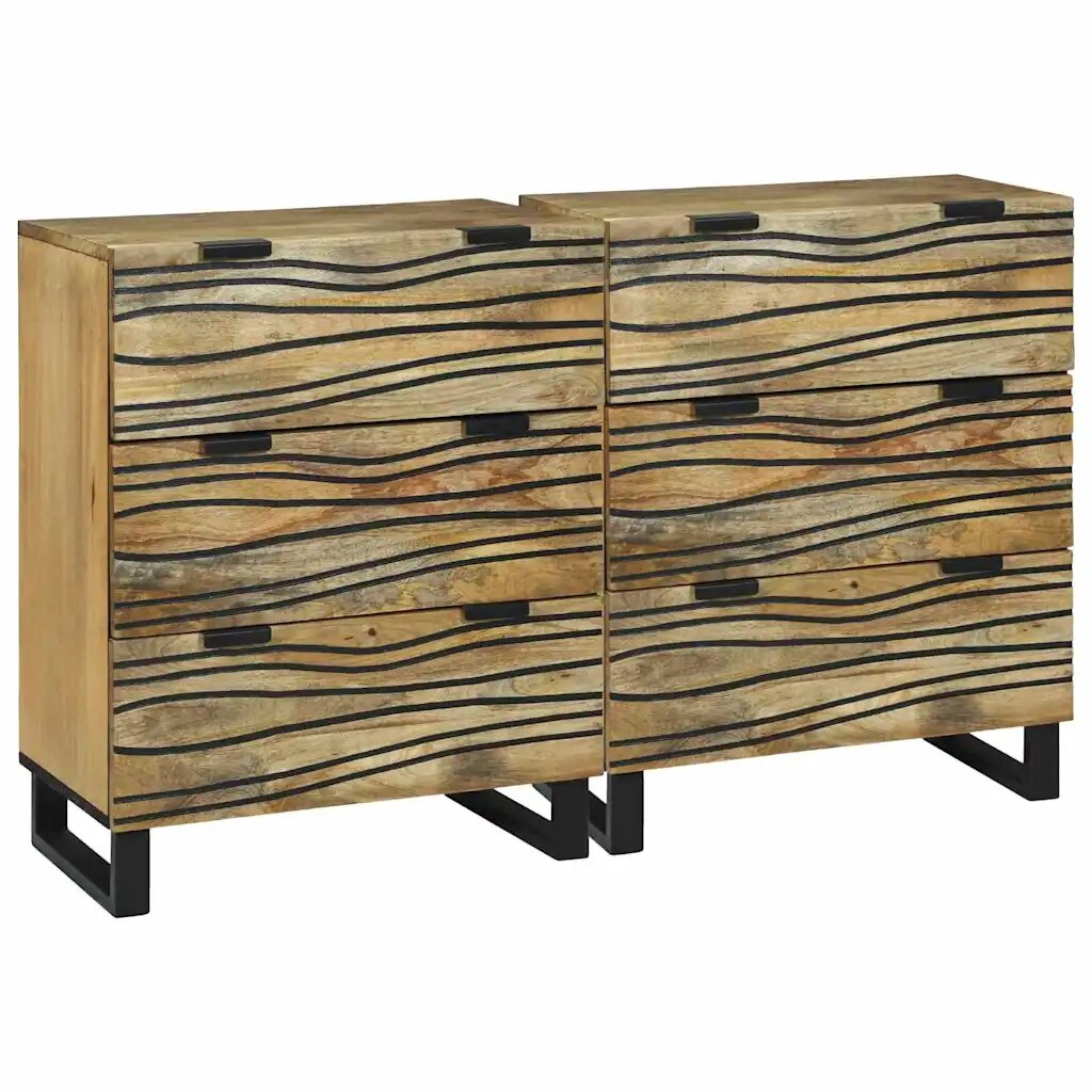 vidaXL Tálalószekrény készlet 2 db Természetes 120 x 33 x 75 cm