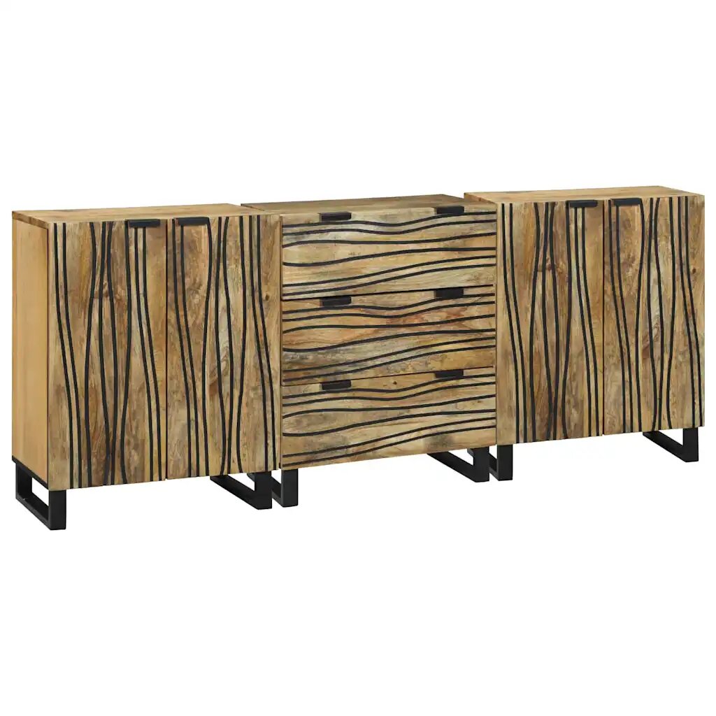 vidaXL Tálalószekrény készlet 3 db Természetes 180 x 33 x 75 cm