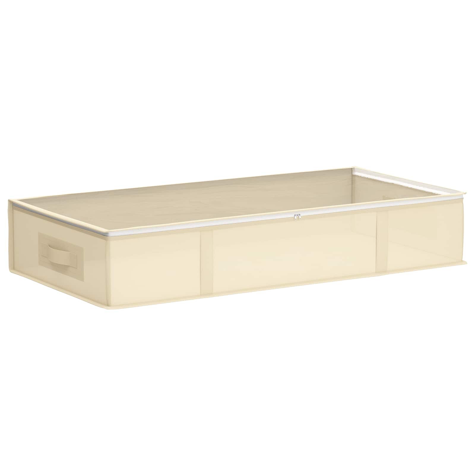 vidaXL Tároló doboz átlátszó tetejű ablakkal Krémszínű 90 x 48 x 15 cm