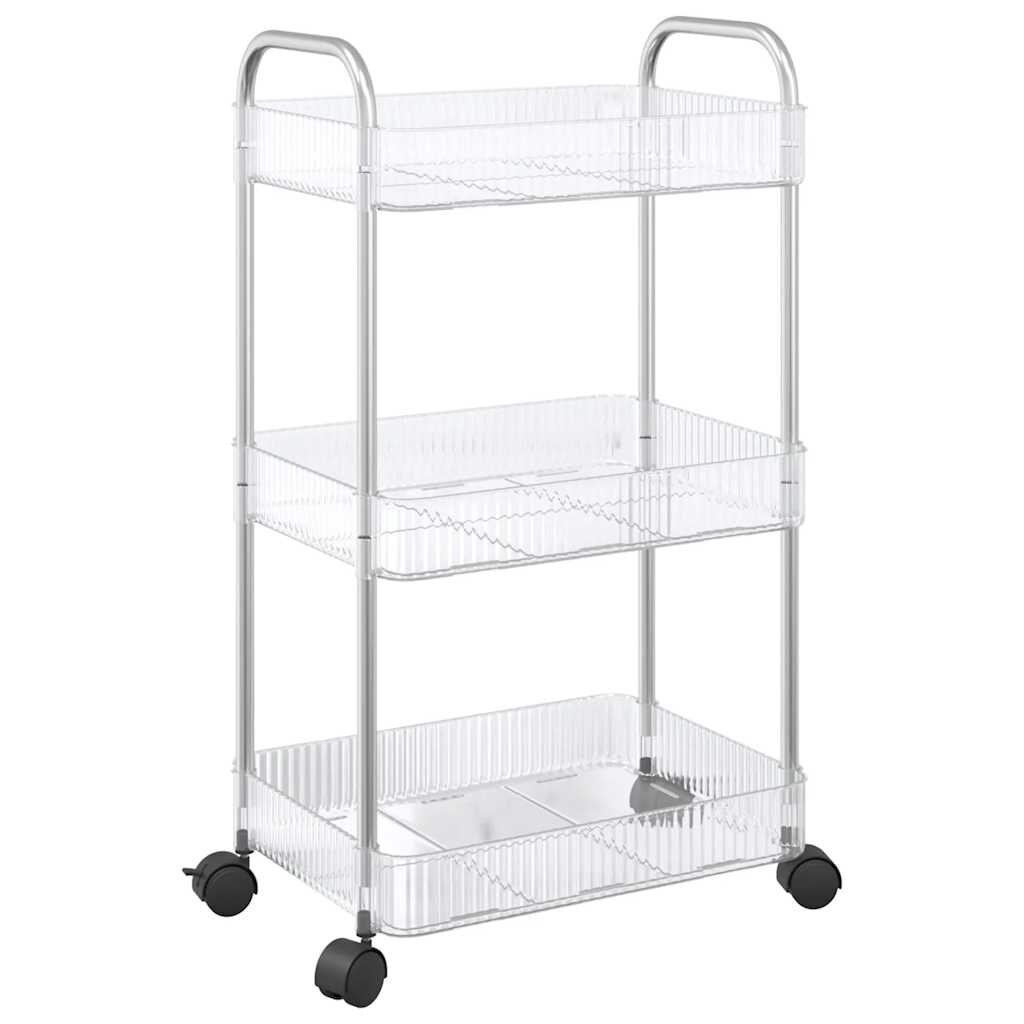 vidaXL tárolókocsi 3 szintes átlátszó 37x28x68 cm akril