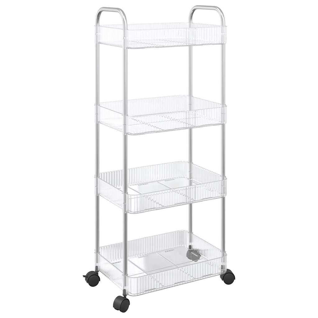 vidaXL tárolókocsi 4 szintes átlátszó 37x28x95 cm akril
