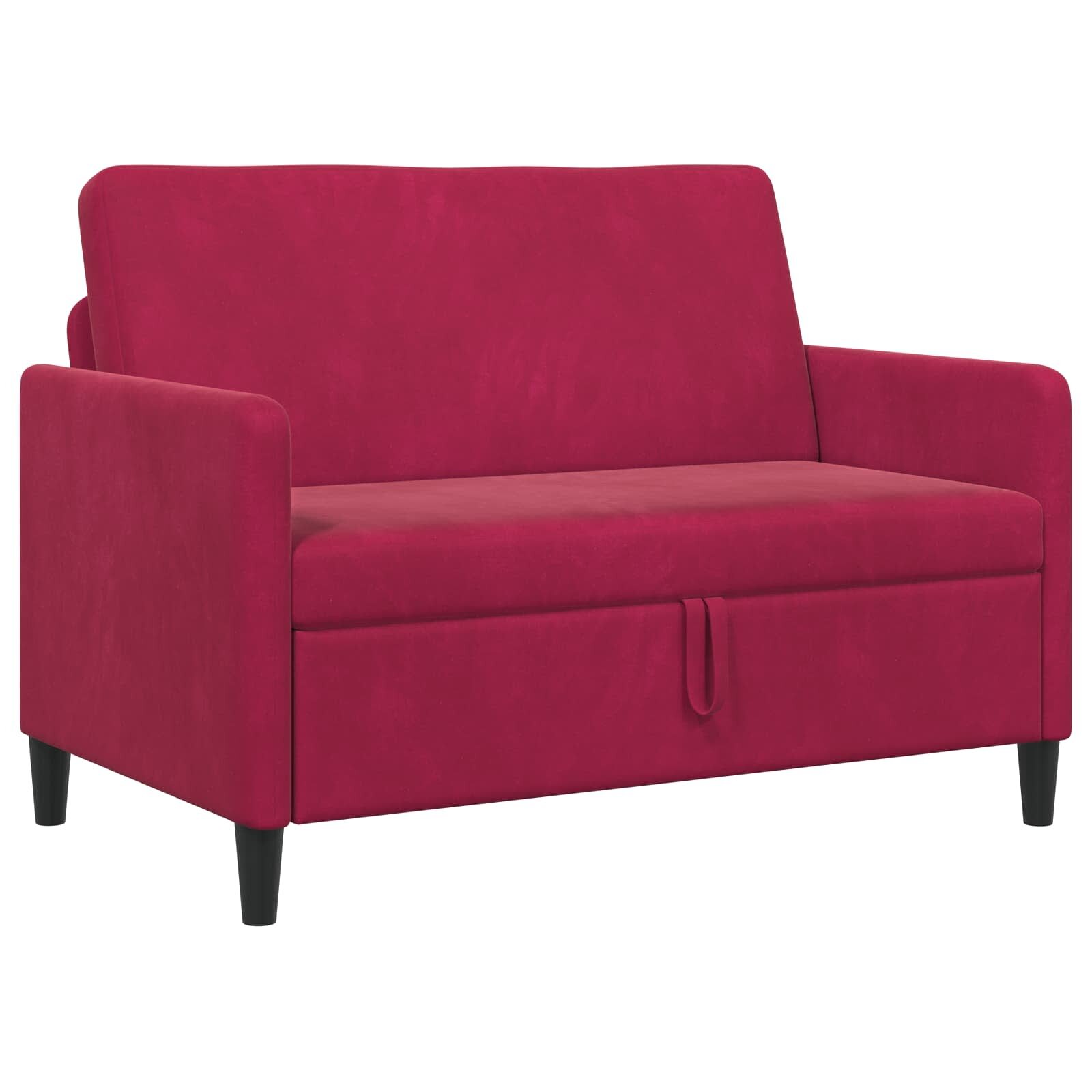 vidaXL Tárolós Kanapé 2-személyes Bordó 122 x 78 x 87 cm Poliészter