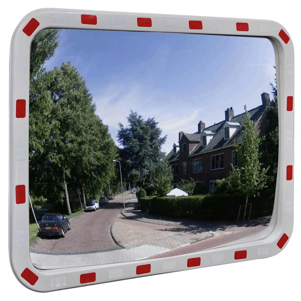 vidaXL Téglalap alakú konvex közlekedési tükör fényvisszaverőkkel 60 x 80 cm