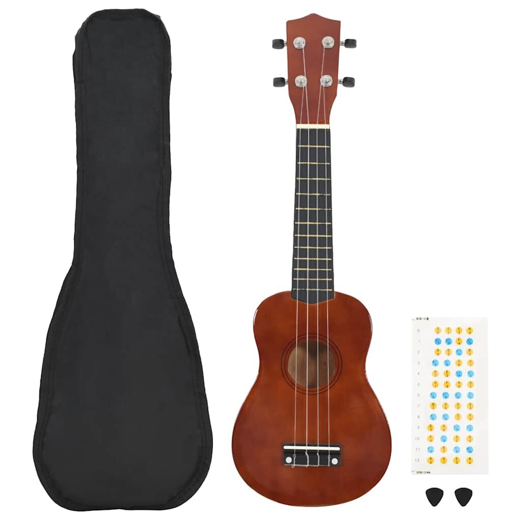 vidaXL természetes soprano ukulele készlet táskával gyerekeknek 23