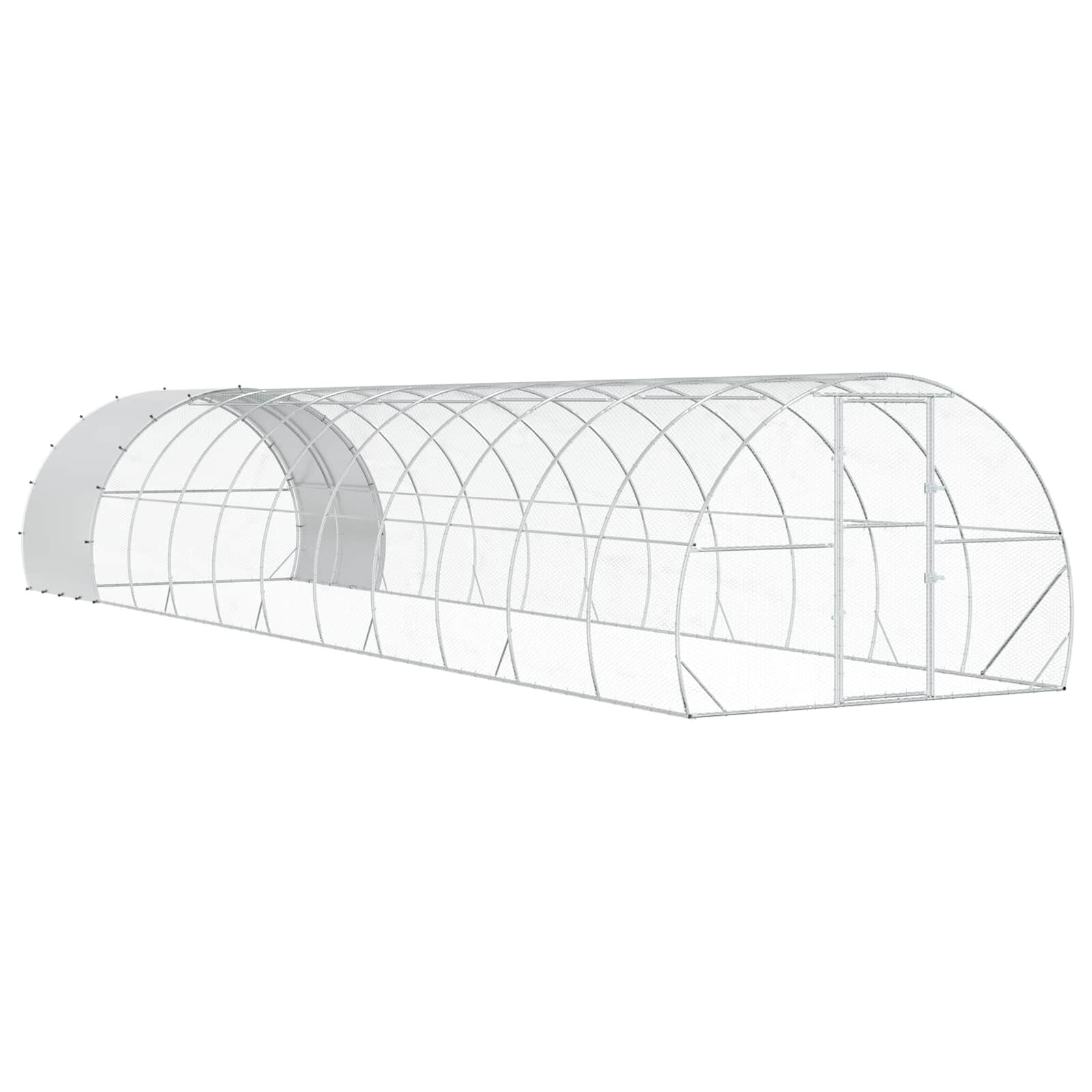 vidaXL Tyúkház Ezüst 1200 x 300 x 200 cm Horganyzott Acél